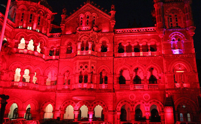 Mumbai's Chhatrapati Shivaji Maharaj Terminus Lit Up In Red. See Pics