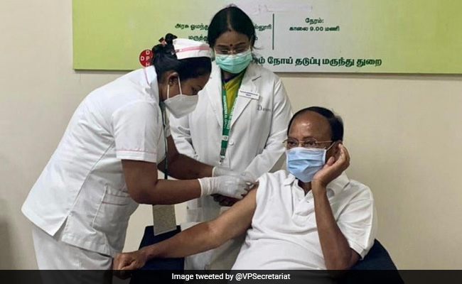 Vice President M Venkaiah Naidu Takes First Dose Of COVID-19 Vaccine In Chennai
