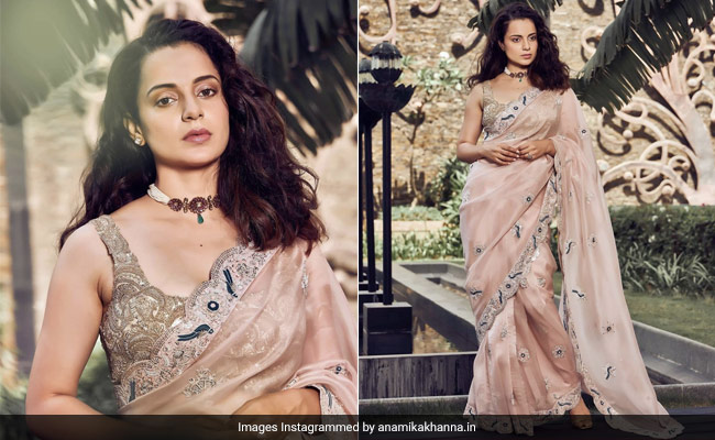 <i>Thalaivi</i> Trailer Launch: Kangana Ranaut Looks Lovely In An Anamika Khanna <i>Saree</i>