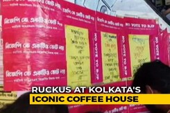 "No Votes To BJP" Posters At Kolkata's Iconic Coffee House Torn Up "No Votes To BJP" Posters At Kolkata's Iconic Coffee House Torn Up