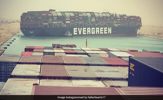 Huge Pile-Up In Suez Canal After A Ship Loses Control, Runs Aground