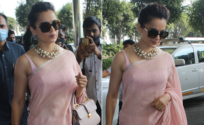 Kangana Ranaut's Love For <i>Sarees</i> Stops At Nothing, Not Even The Airport