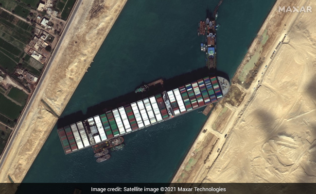 Giant Ship Stuck In Suez Canal Moves In Right Direction, Not Afloat Yet