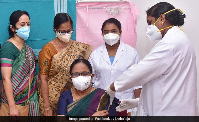 Kerala Health Minister KK Shailaja Receives First Dose Of Covid Vaccine