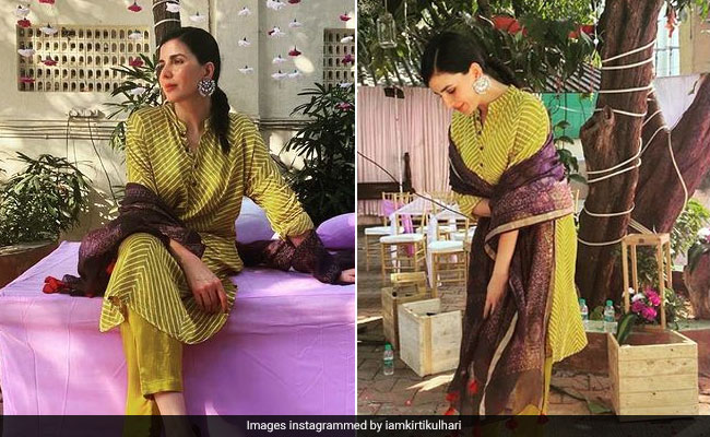 When Kirti Kulhari Dressed Up For A Mehendi In A Striped Kurta Set