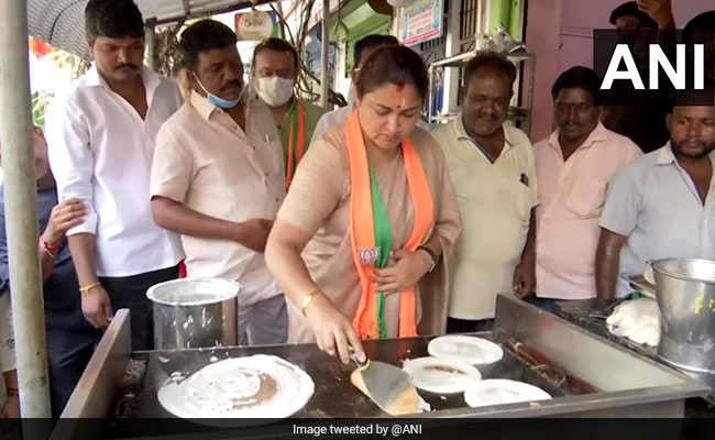 BJP's Khushbu Sundar Cooks Dosas While Campaigning For Tamil Nadu Polls