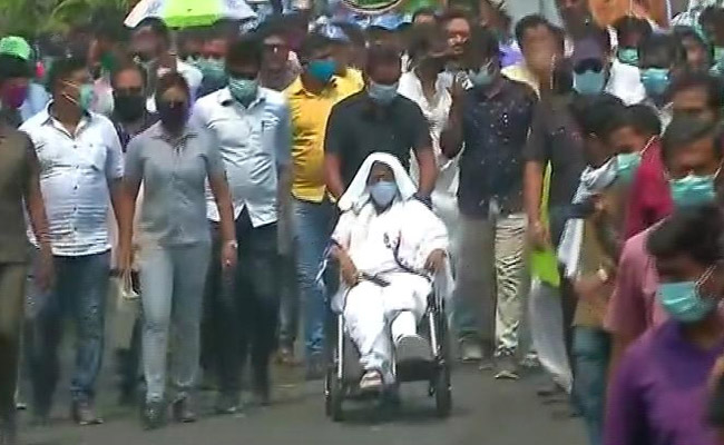 Mamata Banerjee, On Wheelchair, Leads 8-Km <i>Padyatra</i> In Bengal