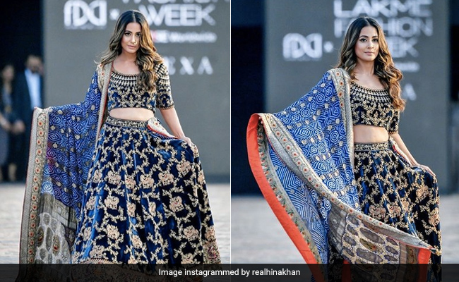 Hina Khan Dazzles In A Velvet Lehenga At Lakme Fashion Week 2021