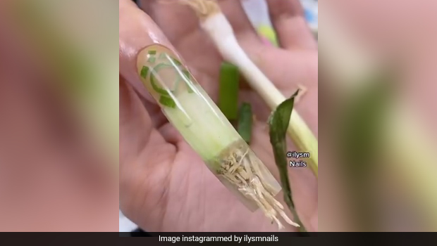 Watch: Woman Uses Spring Onion For A Quirky Nail-Art; Internet Wants Pineapple And Pretzel Nails Now