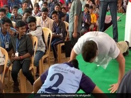 Rahul Gandhi Takes Up "Push-Up" Challenge In Tamil Nadu. Watch Rahul Gandhi Takes Up "Push-Up" Challenge In Tamil Nadu. Watch