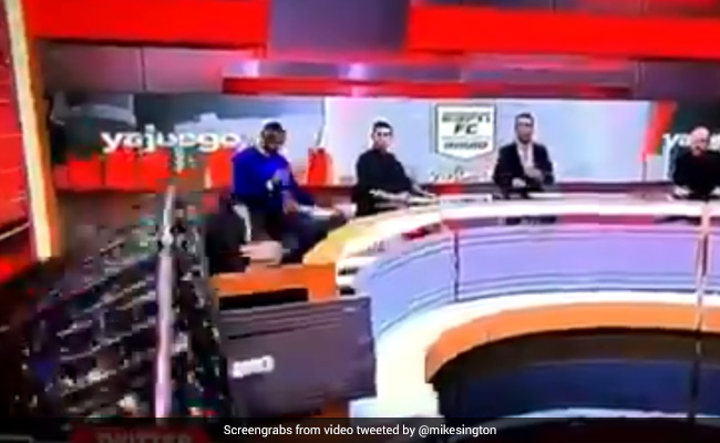 Watch: On Camera, Part Of TV Set Collapses On Anchor, Co-Host Keeps Going