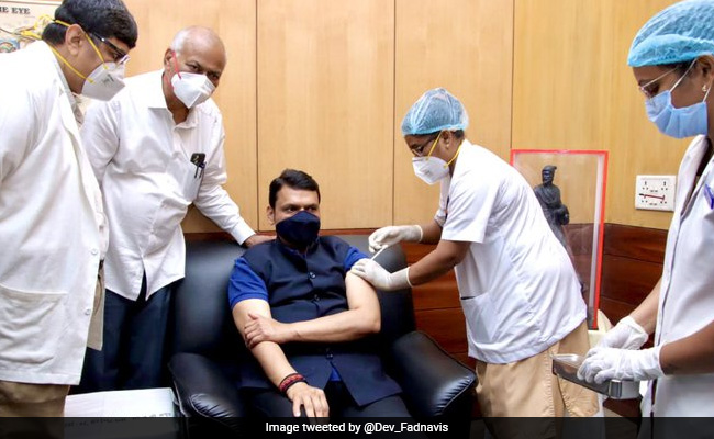BJP Leaders Devendra Fadnavis, Pravin Darekar Get First Dose Of Covid Vaccine