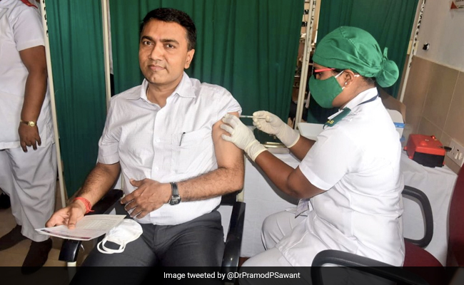 Goa Chief Minister Pramod Sawant Gets First Covid Vaccine Dose