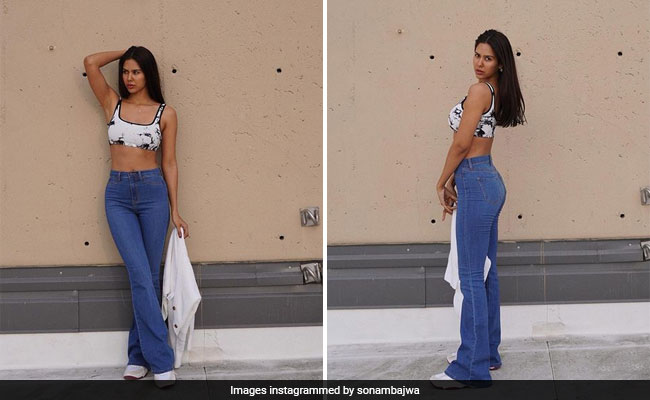 Sonam Bajwa Sets Summer Style Soaring In A Tie-Dye Sports Bra And Blue Jeans