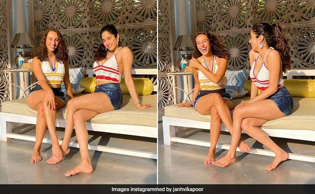 Janhvi Kapoor, Namrata Purohit Twinning In Crochet Crop Tops Is Summer Goals