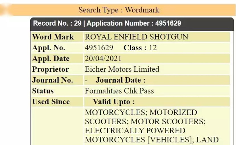 Royal Enfield Trademarks 'Shotgun' Name In India
