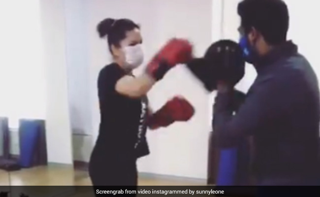 "Safety Over Comfort," Writes Sunny Leone, Who Had A Tough Time Boxing With Her Mask On