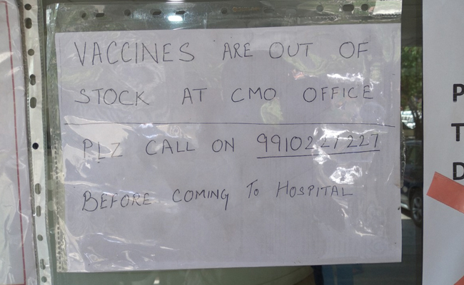 "Vaccines Out Of Stock" Notice At Many Hospitals In Ghaziabad Near Delhi