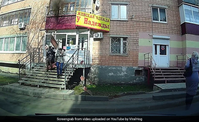 Caught On Camera: Two Women Have Lucky Escape After Balcony Collapses On Them