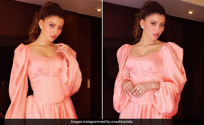 Like Urvashi Rautela, Be A Stunner In A Peach Mini Dress