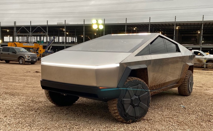 Tesla CEO Elon Musk Visits Under Construction Texas Gigafactory In A Cybertruck