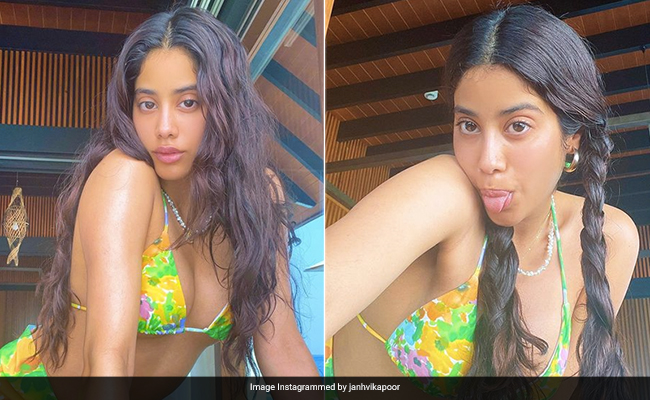 Janhvi Kapoor Is A Gorgeous Island Girl In A Colourful Tropical Bikini