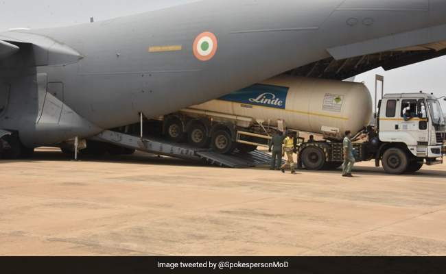 Air Force Airlifts Empty Oxygen Tankers, Containers To Filling Stations Across India
