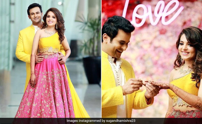 Sugandha Mishra's Candy Coloured Engagement <i>Lehenga</i> Is What Summer Dreams Are Made Of