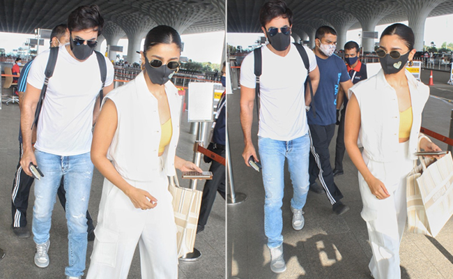 Alia Bhatt, Ranbir Kapoor Travel In Perfect Matching Summer Whites