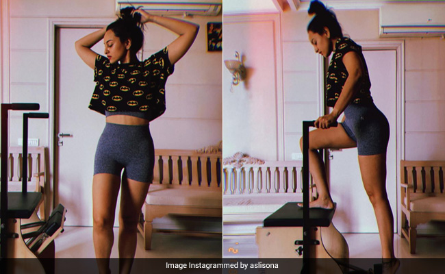 Sonakshi Sinha Aces Workout Stye In A Cute Batman T-Shirt, Shorts