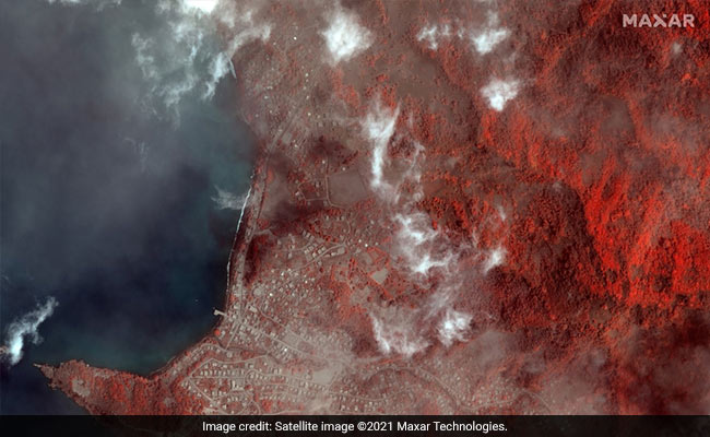 Satellite Images Capture Explosive Volcano On Caribbean Island