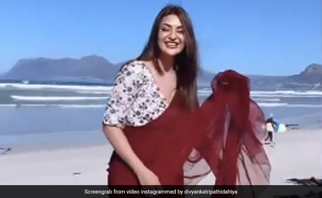 <i>Khatron Ke Khiladi</i>: Oh Nothing, Just Divyanka Tripathi Dancing In A Red Saree On A Cape Town Beach