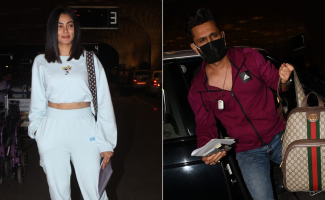 Rahul Vaidya's Rs 1.3 Lakh Gucci Backpack, Sana Makbul's Rs 2 Lakh Louis Vuitton Twist Add Glitz To Airport Style