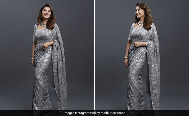 Madhuri Dixit Is "Back On Set" And Back To Setting Ethnic Style Goals In A Rs 1.4 Lakh Manish Malhotra <i>Saree</i>