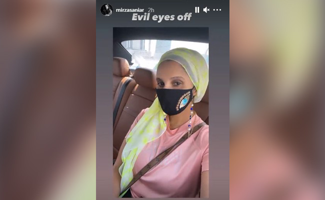 It's Good Vibes Only For Sania Mirza In An Embellished Evil Eye Face Mask And Beaded Chain
