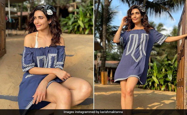 Pretty In Blue, Karishma Tanna Makes A Chic Case For Off-Shoulder Dresses