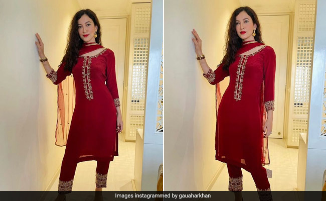 Ramadan 2021: Gauahar Khan Spreads Festive Vibes In A Pretty Red Ethnic Suit