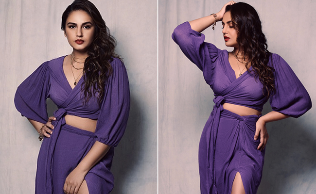 Huma Qureshi Sets The Monochrome Style Bar Higher In A Purple Co-Ord Set