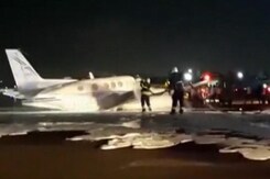 Air Ambulance Lands On Belly At Mumbai Airport After Landing Gear Fails Air Ambulance Lands On Belly At Mumbai Airport After Landing Gear Fails