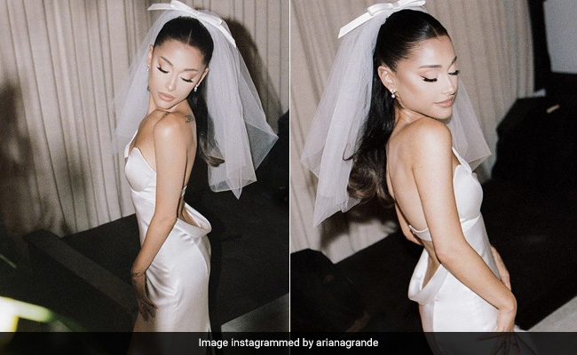 Ariana Grande's Vera Wang Bridal Look Is Nothing Short Of Stunning With Her Signature Ponytail