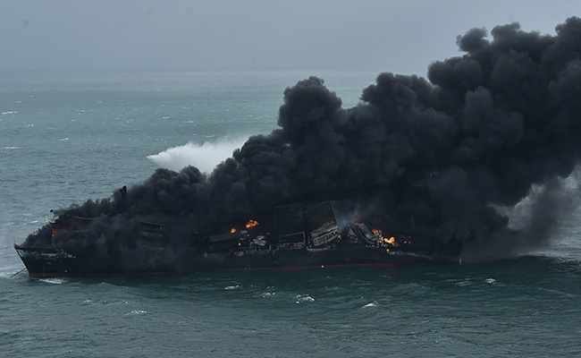 Burnt-Out Ship With Chemicals At Risk Of Sinking Off Sri Lanka