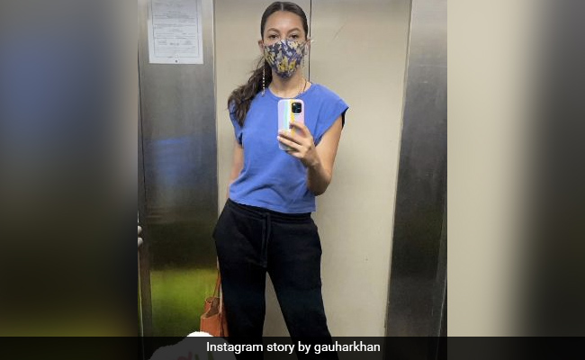 Gauahar Khan's Printed Face Mask Adds A Funky Touch To Her Comfy Casual Outfit In Her Selfie