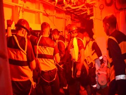 Video: Navy's Searchlights Find Survivors Of Sunken Barge In The Dark Video: Navy's Searchlights Find Survivors Of Sunken Barge In The Dark