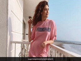 Karishma Tanna's Pink T-Shirt Dress Ups The Work From Home Comfy Style Game Karishma Tanna's Pink T-Shirt Dress Ups The Work From Home Comfy Style Game