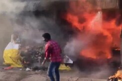 Fire Engulfs 6 Shops In Andhra's Tirumala Fire Engulfs 6 Shops In Andhra's Tirumala
