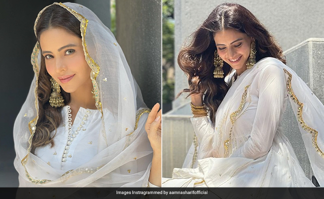 Aamna Sharif Says Eid Mubarak In A Gorgeous Traditional White And Gold <i>Salwar</i> Suit