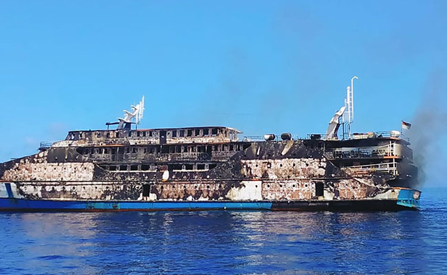 Video: Crew And Passengers Jump Into Sea As Indonesian Ferry Catches Fire