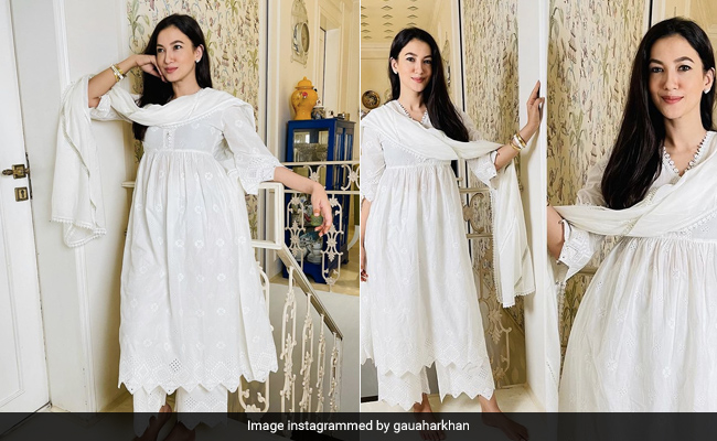 Gauahar Khan's White Suit Finds A Peaceful Spot In Her Ramadan 2021 Closet