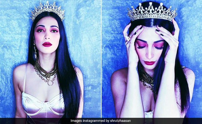 Shruti Haasan's "Own Brand Of Royalty" Includes Purple Pop Eye Makeup And A Sparkling Crown