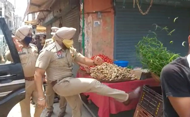 Punjab Cop Suspended For Kicking Street Vendor's Vegetable Basket